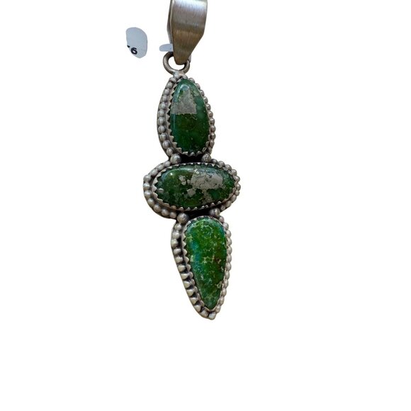Artisan Sonoran Gold Three-Stone Turquoise Sterling Silver Statement Pendant NWT